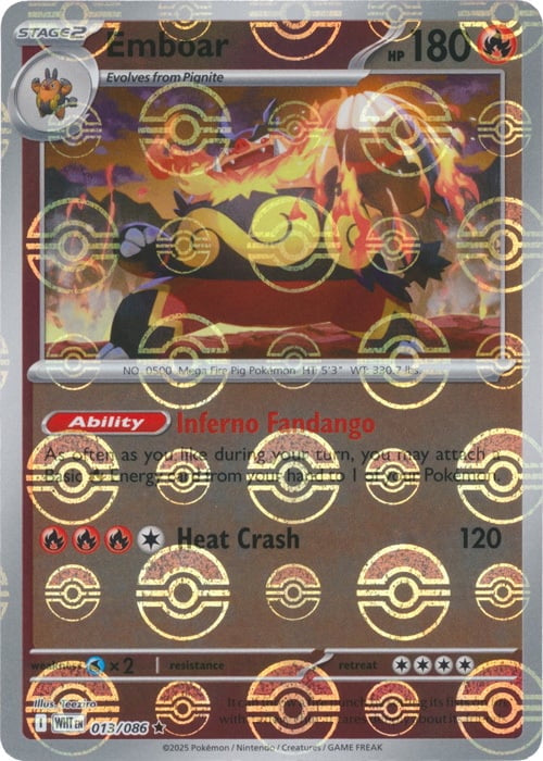 White Flare Emboar #13/86 Pokeball Holo